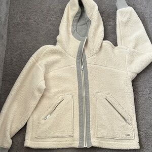 Marc New York Cozy Cream Hooded Jacket with Gray Accents